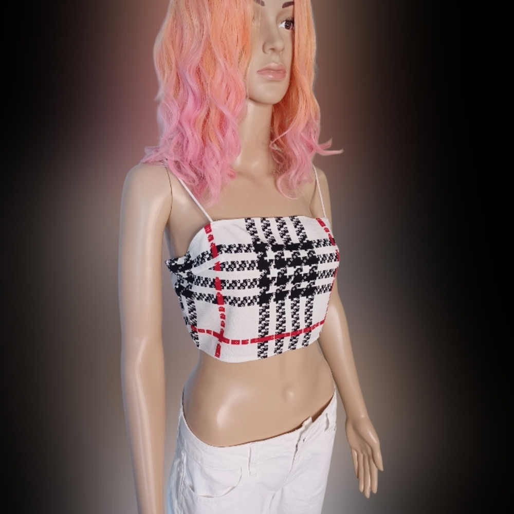 Plaid Black,White And Red SHEIN Women's Crop Top